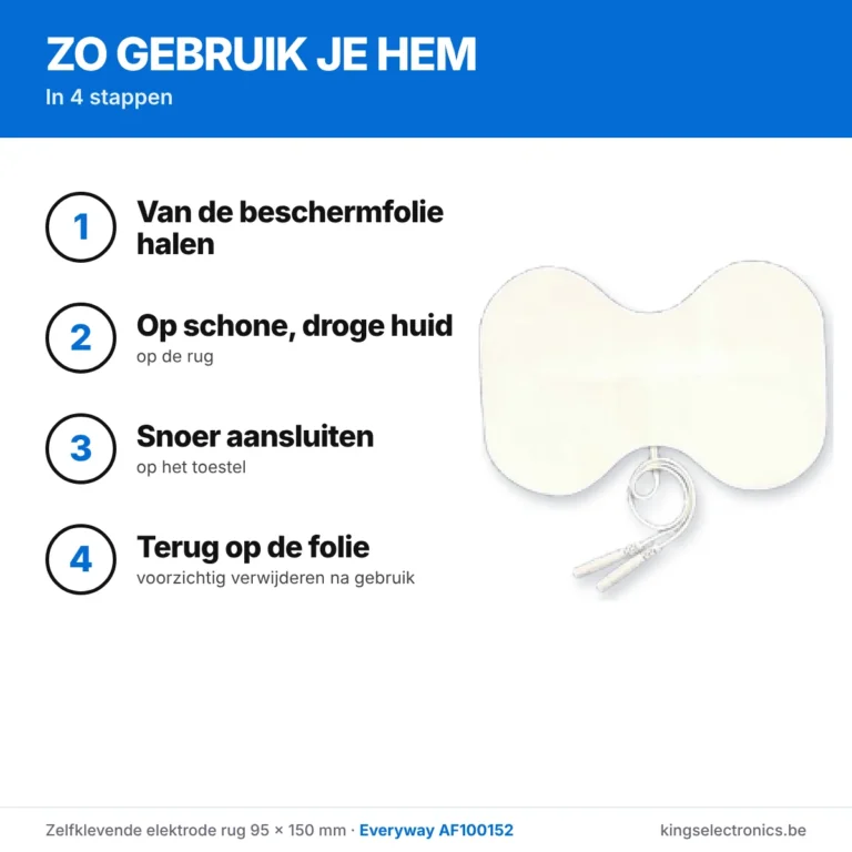 Zo gebruik je de zelfklevende elektrode rug in 4 stappen