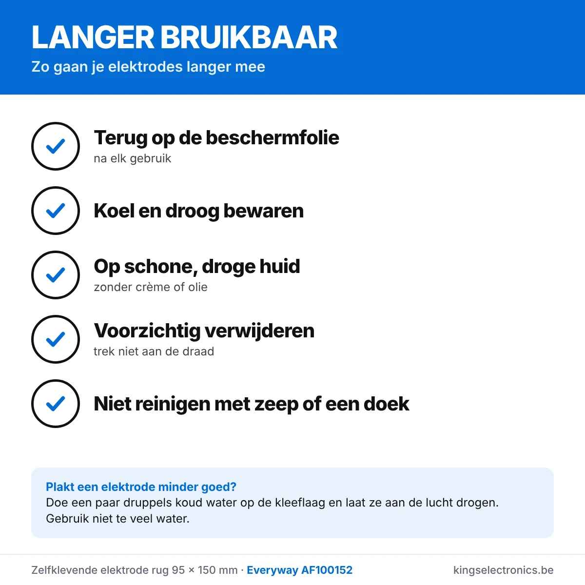Tips om de zelfklevende elektrode rug langer te gebruiken
